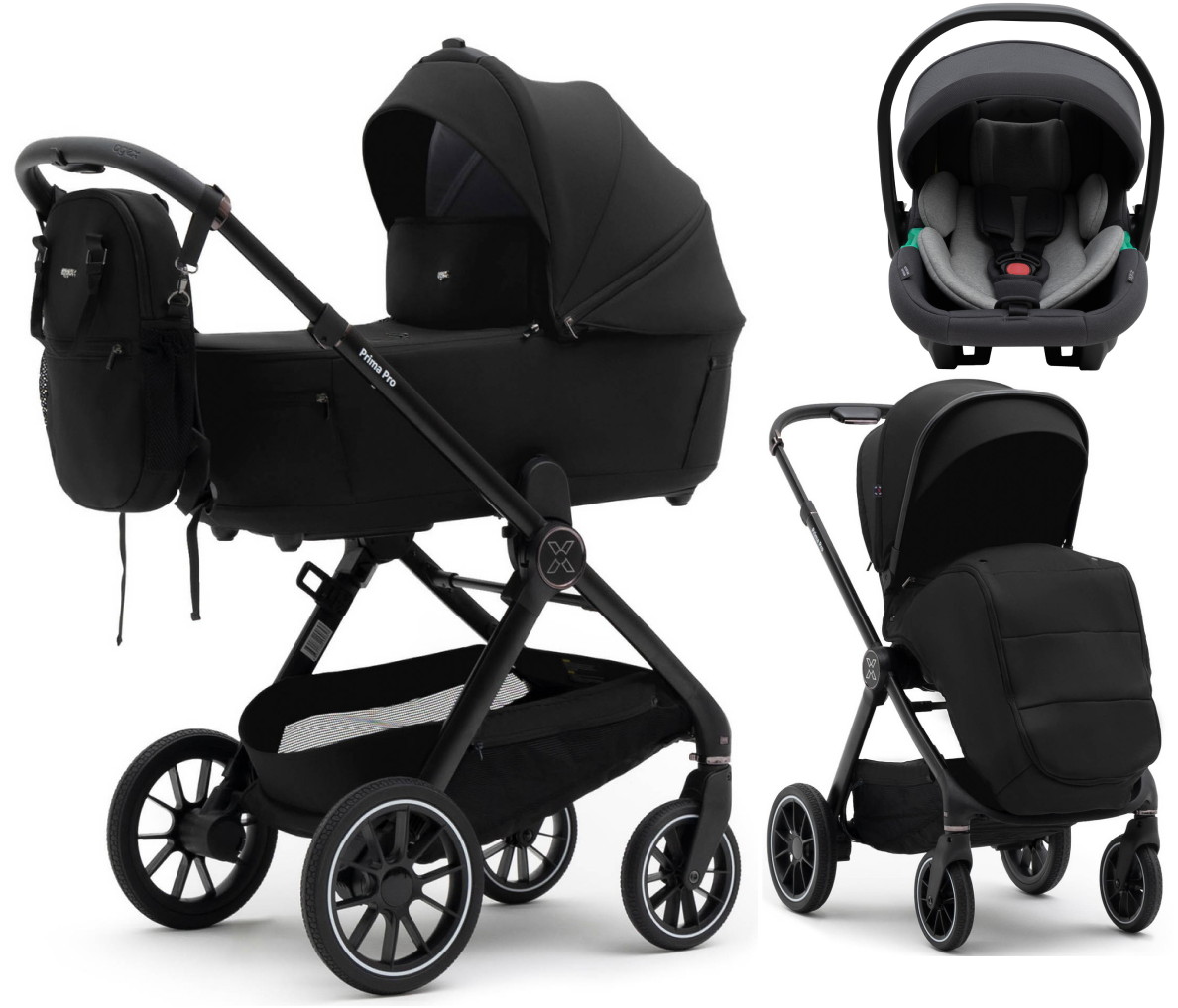 Коляска Agex Prima Pro 3 в 1 с автокреслом i-Team ATG519 Grey APP626 Black (Черный)
