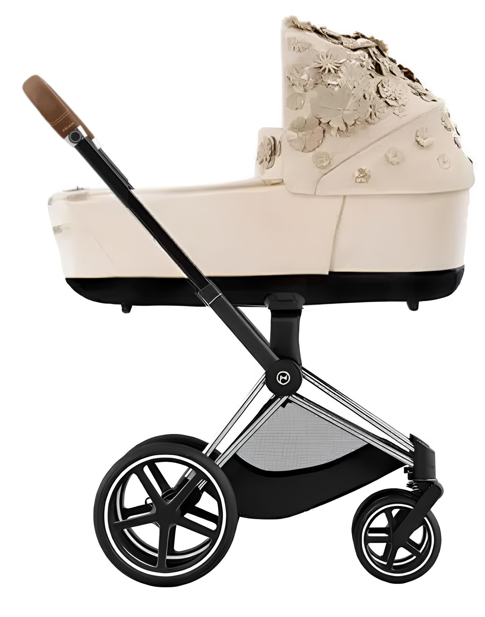 Коляска для новорожденных Cybex Priam IV Chrome Brown Simply Flowers Beige (Nude Beige)