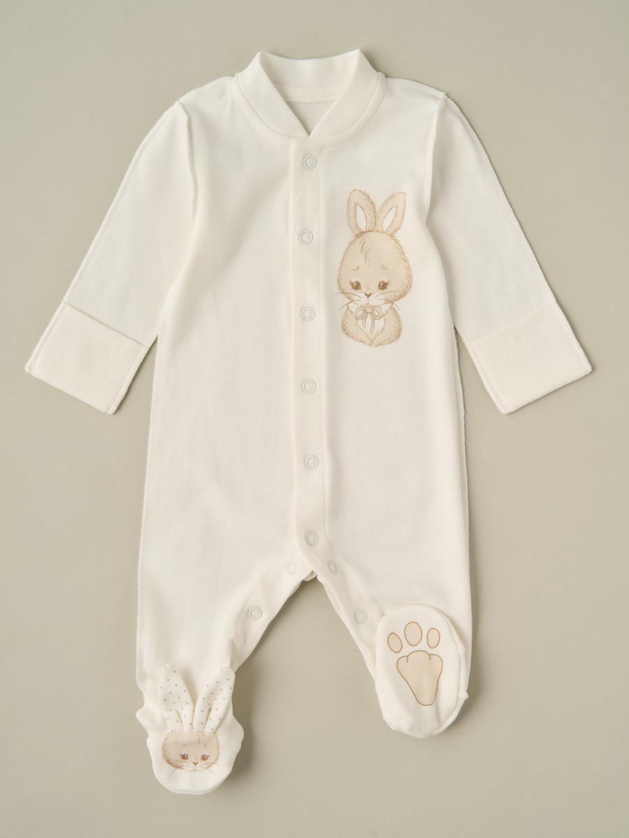 Комбинезон-стойка на кнопках Little Star Зайчонок 52-311 (ЧЗ-мз) крем 68