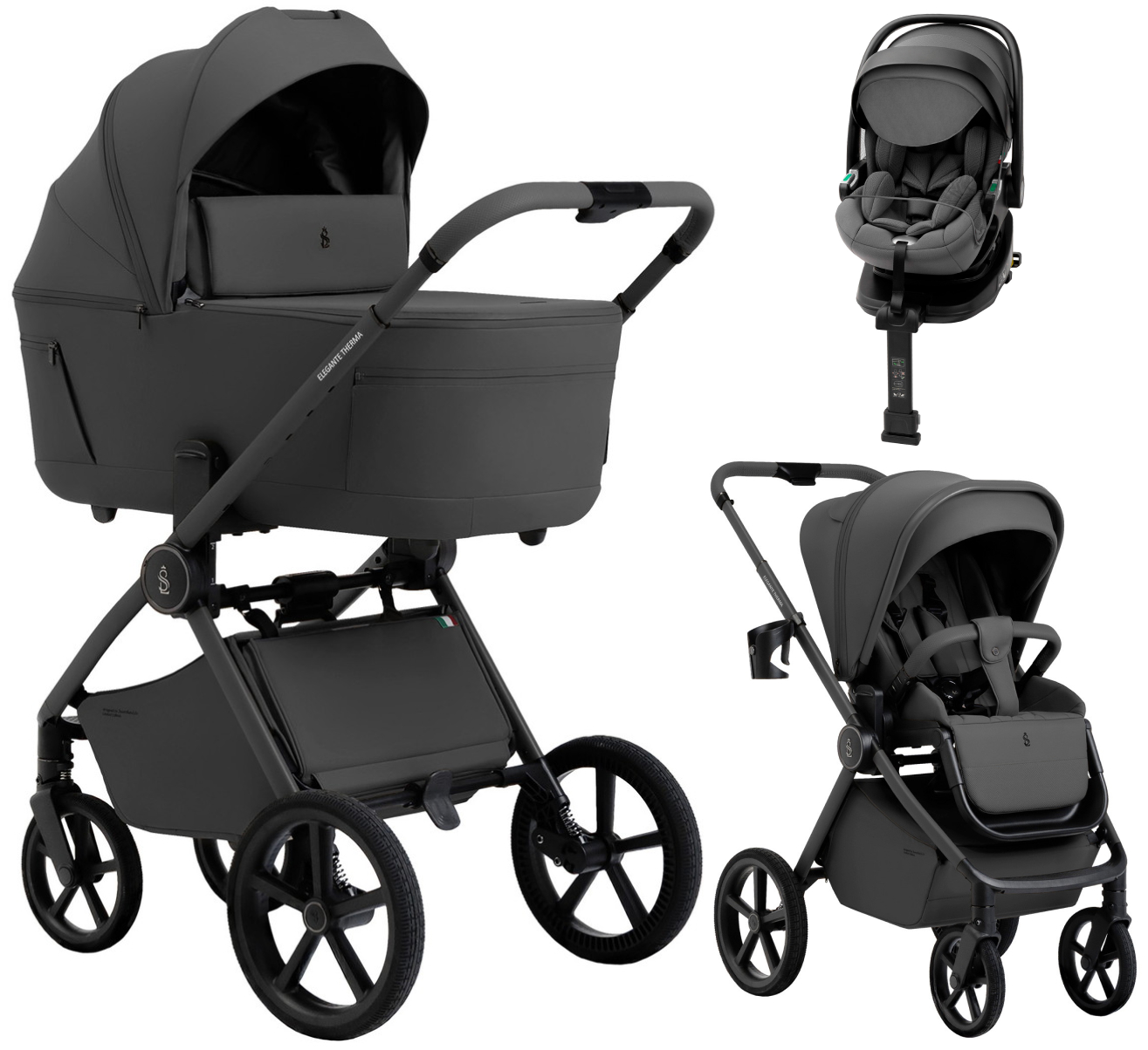 Коляска 4 в 1 Sweet Baby SBL Elegante Therma Colore + автокресло Premier Plus Grey Dark Grey
