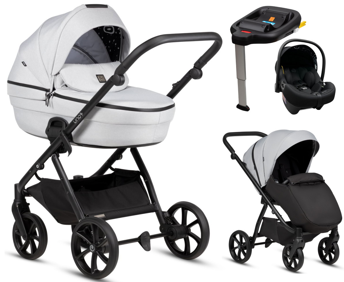 Детская коляска Tutis Uno 6 Plus Essential collection 4 в 1 с автокреслом Elo Lux EduSky Black и базой 1602142 Risso