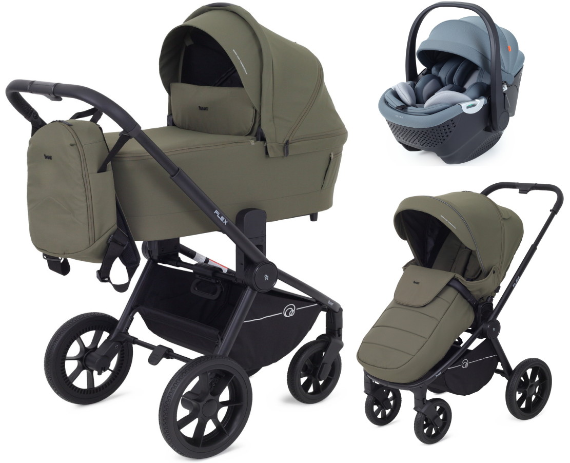 Детская коляска Rant Flex 3 в 1 RA076 с автокреслом Aster Zero Graphite Green