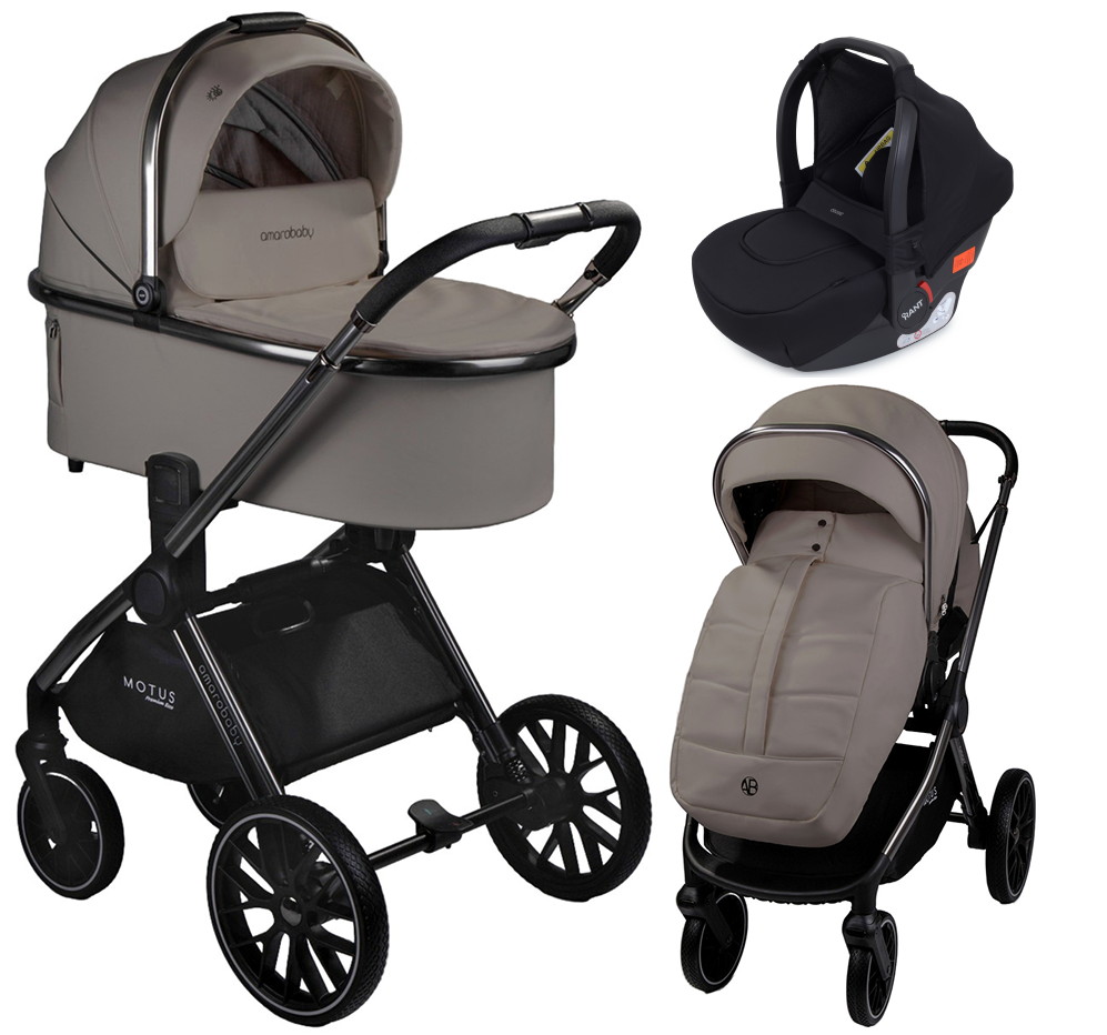 Детская коляска AmaroBaby Motus Premium Ecco 3 в 1 с автокреслом Rant Cruise Black мокко