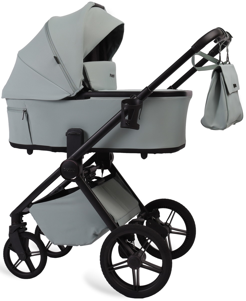 Детская коляска Peppy Monaco Plus 2 в 1 Mint (мятный), рама черная