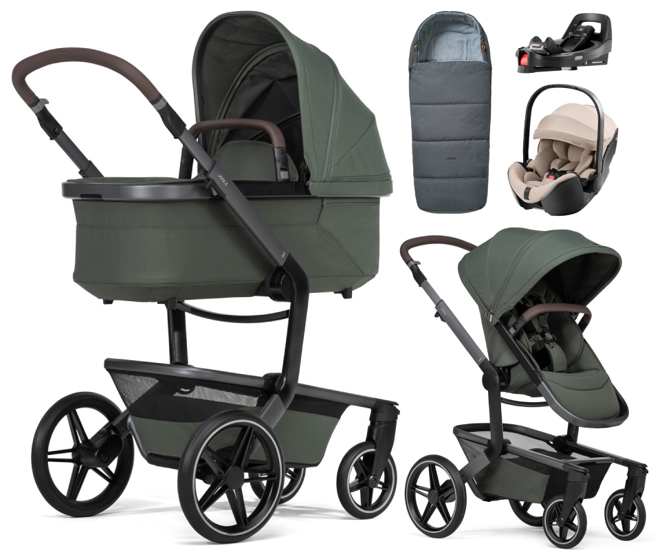 Детская коляска 4 в 1 Joolz Day 5 и автокресло Britax Roemer Baby-Safe Pro Style Teak и база Vario Base 5Z без адаптеров + конверт в подарок Forest green