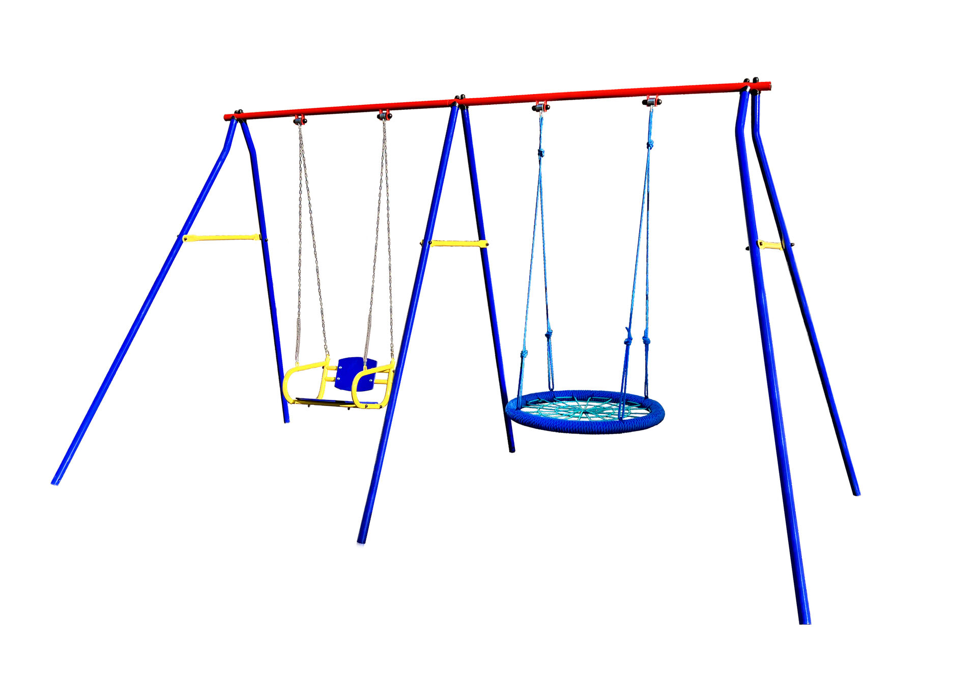 Качели дачные Пионер 2 двойные качели цепные со спинкой + качели гнездо 76 см. (сетка)