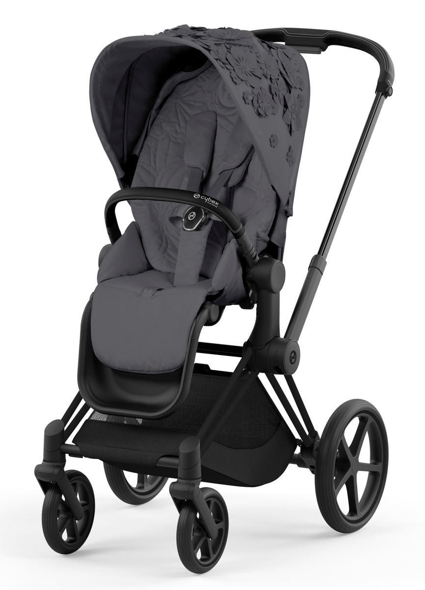 Прогулочная коляска Cybex Priam IV Matt Black Simply Flowers Grey (Dream Grey)