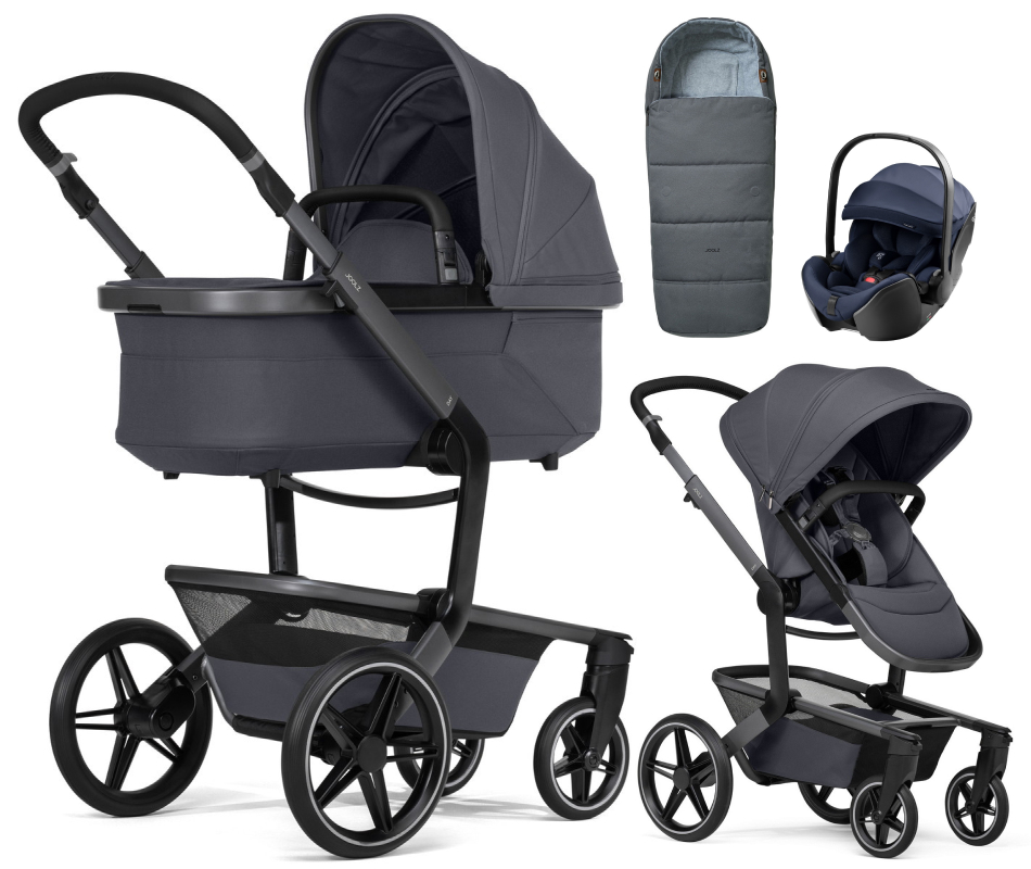 Детская коляска 3 в 1 Joolz Day 5 и автокресло Britax Roemer Baby-Safe Pro Style Night Blue + конверт в подарок Stone grey