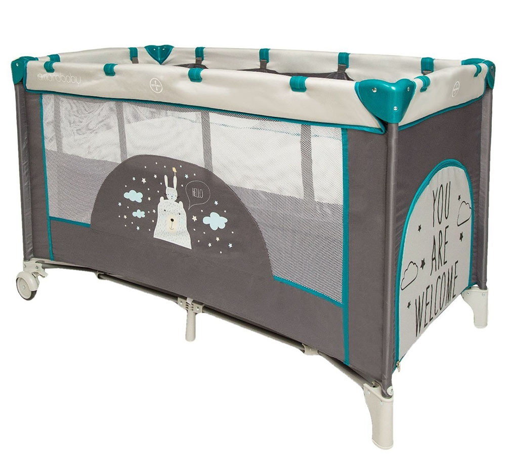 Манеж Amarobaby Multiform прямоугольный Hello Bear серый