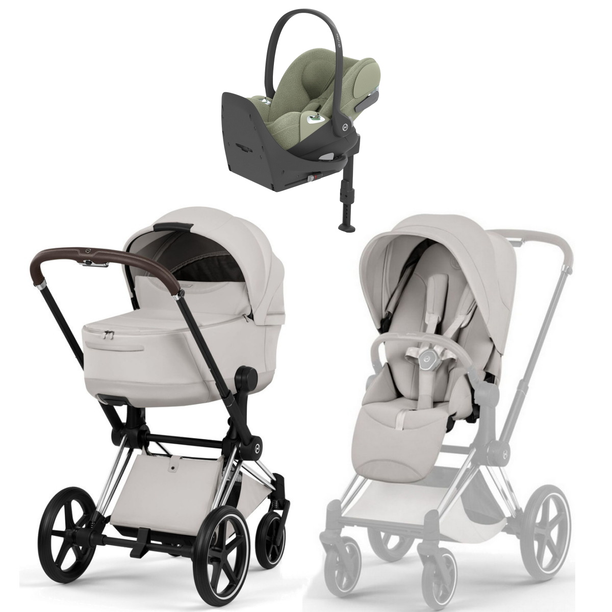 Коляска Cybex Priam V Chrome Style Cloud T Sage Green Plus Base T 4 в 1 City Grey