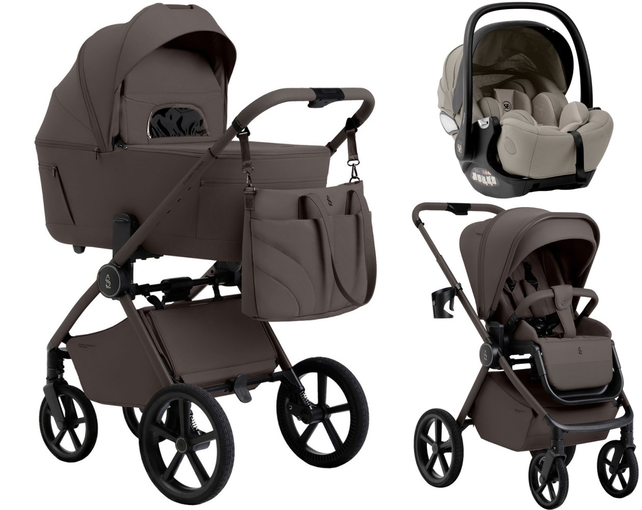 Коляска 3 в 1 Sweet Baby SBL Elegante Therma Colore 2.0 и автокресло Premier Begie Chocolate Brown