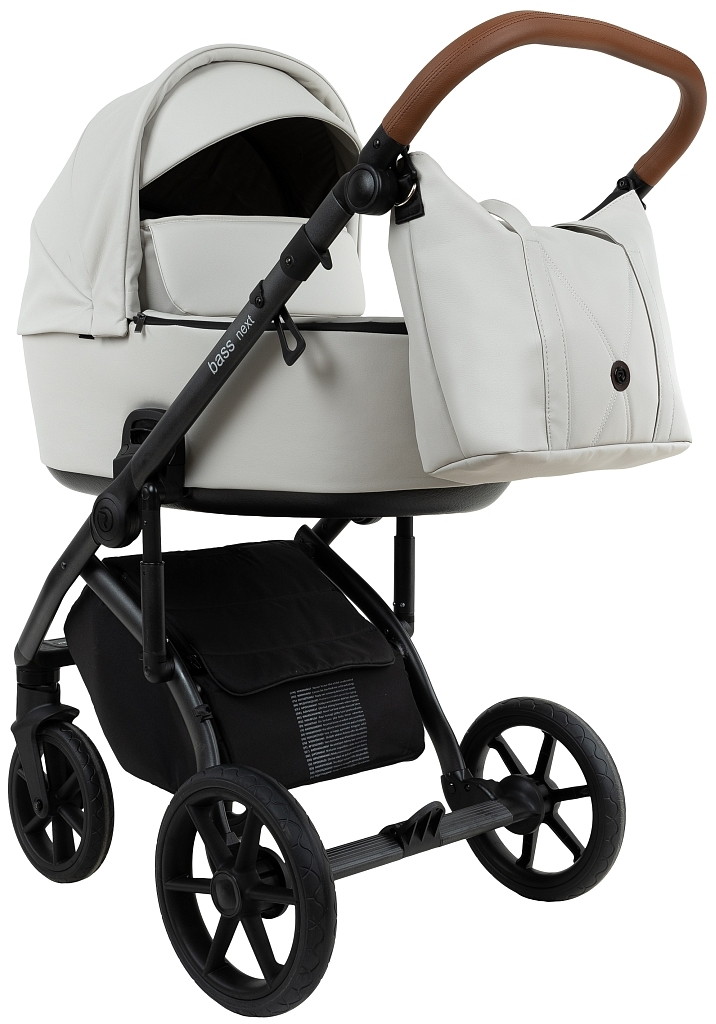 Детская коляска Roan Bass Next Кожа 2.0 2 в 1 BNL/70/2 Island Stone /Black/ руч.Коричневый