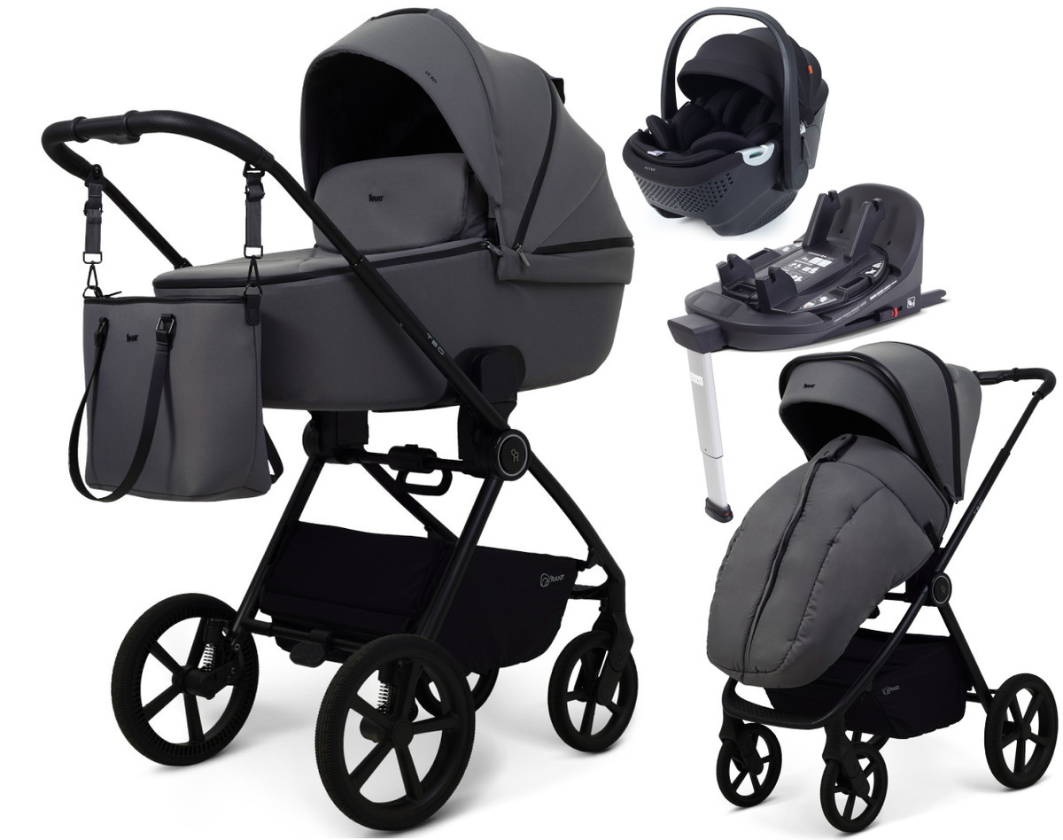 Детская коляска Rant Teo Soft 4 в 1 с автокреслом Aster Zero Black и базой Graphite