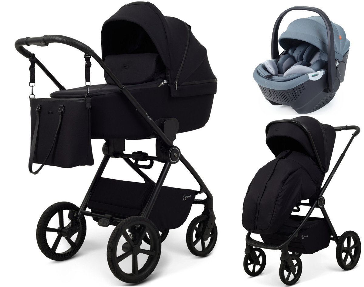 Детская коляска Rant Teo Soft 3 в 1 с автокреслом Aster Zero Graphite Black