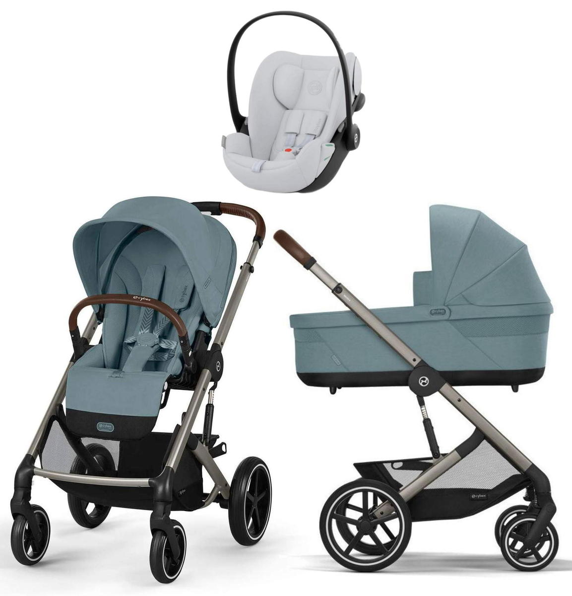 Коляска Cybex Balios S Lux TPE 2025 Cloud G i-Size Fog Grey 3 в 1 Stormy Blue