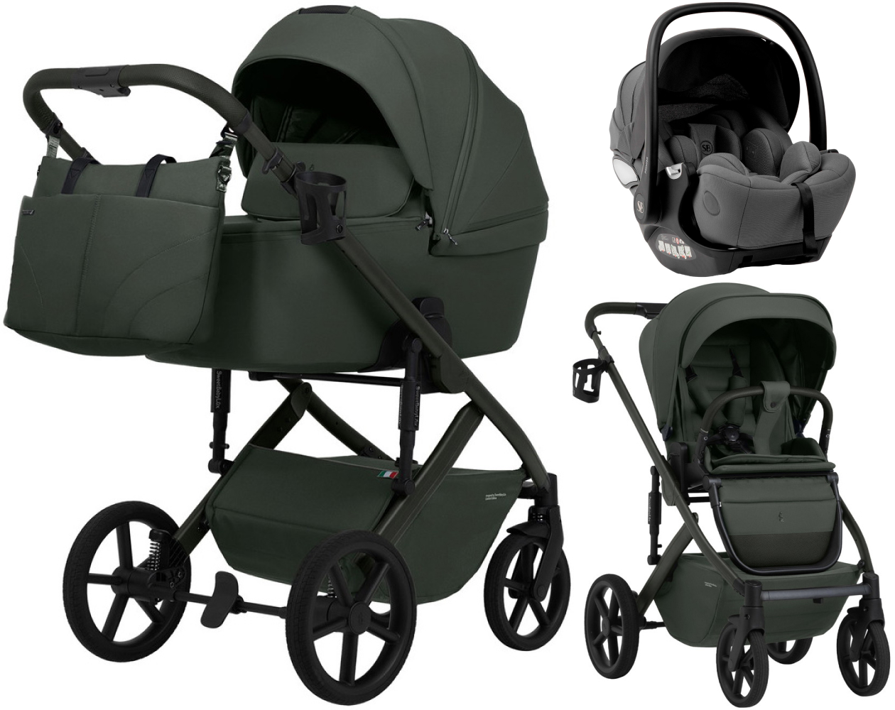 Коляска 3 в 1 Sweet Baby SBL Dolce + автокресло Premier Grey Forest Green