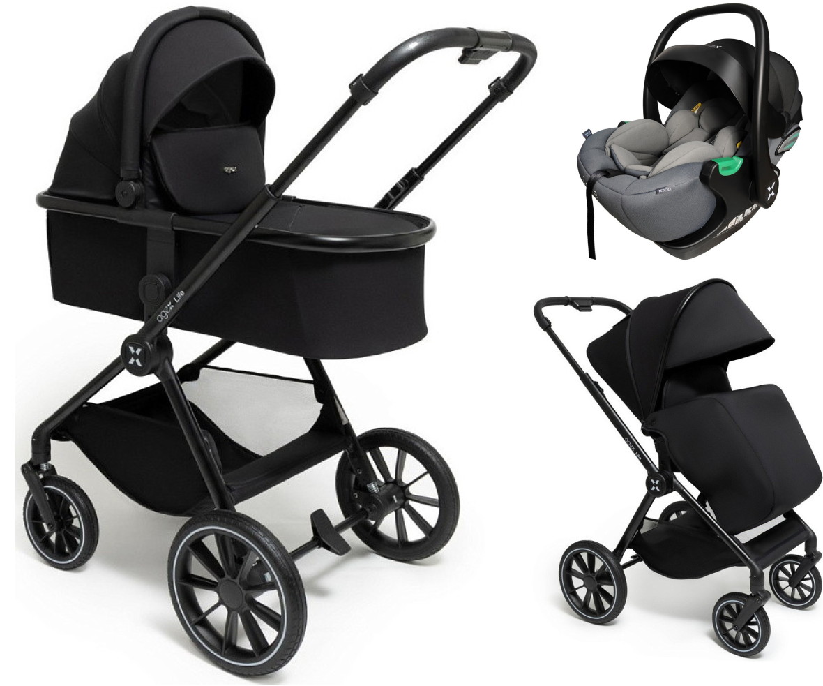 Коляска Agex Life 3 в 1 с автокреслом i-Safe Grey ALB504 Black (Черный)