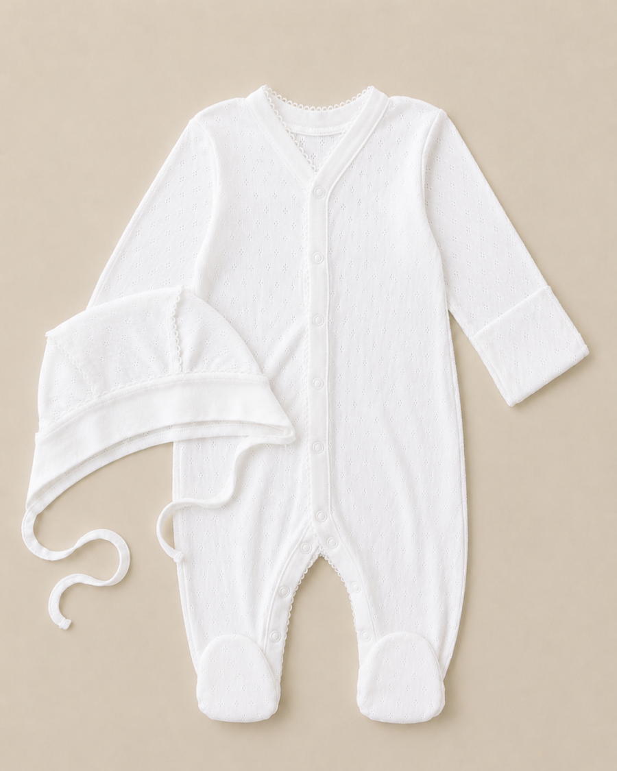 Комбинезон и чепчик Little Star Ажур 325016 (ЧЗ-мз) белый 56