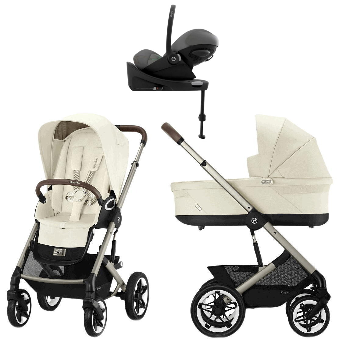 Коляска Cybex Talos S Lux TPE complete Cloud G Lava Grey Base G 4 в 1 Seashell Beige с дождевиками