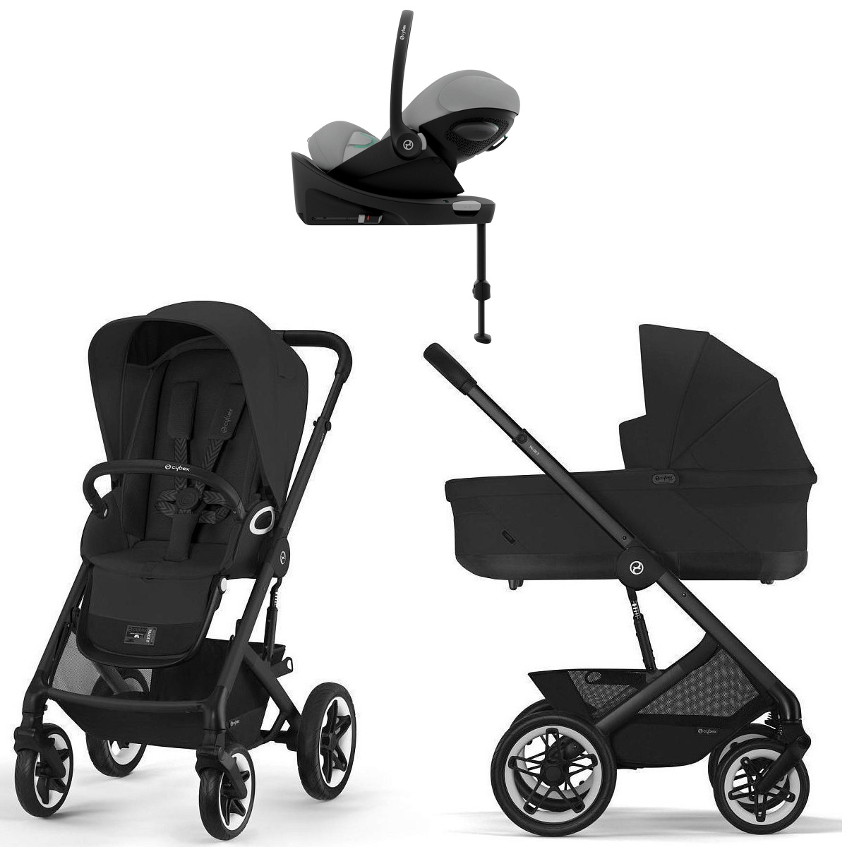 Коляска Cybex Talos S Lux BLK Cloud G3 Stone Grey Plus Base G3 4 в 1 Moon Black с дождевиками