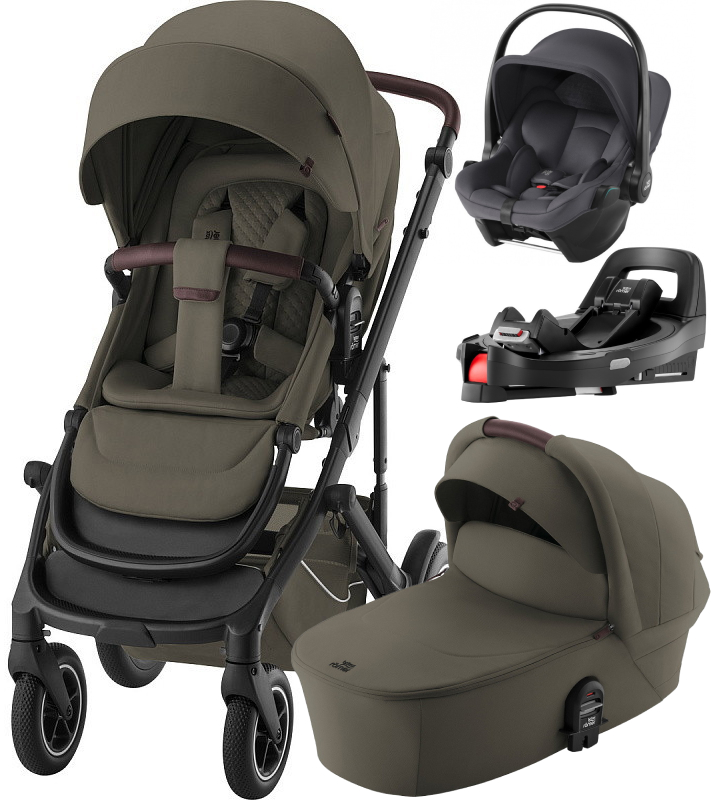 Коляска 4 в 1 Britax Roemer Smile 5Z LUX и автокресло Baby-Safe Core Midnight Grey2 + Vario Base 5Z Urban Olive