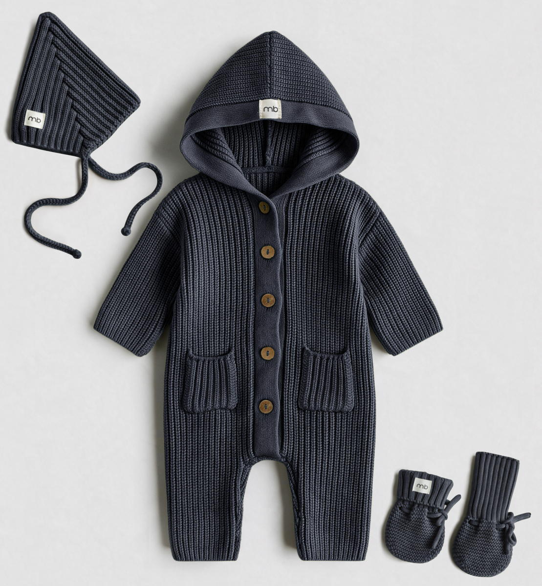 Комплект Mimibaby 3в1 с капюшоном (хлопок) антрацитовый 56