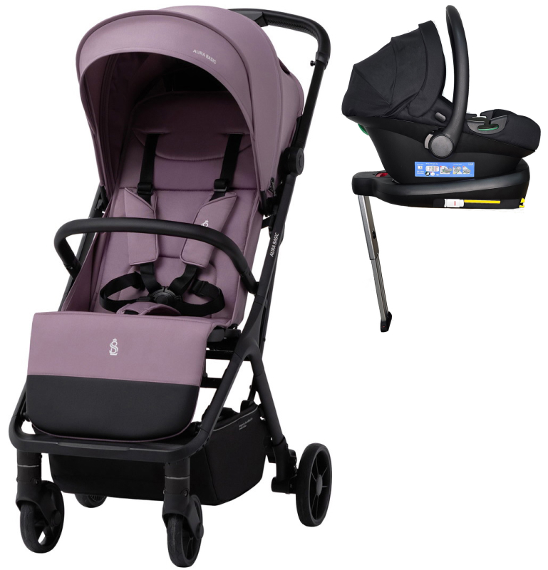 Прогулочная коляска Sweet Baby Aura Basic SBL + автокресло Elegante Plus с базой i-Size ISOFIX DK780 Rose