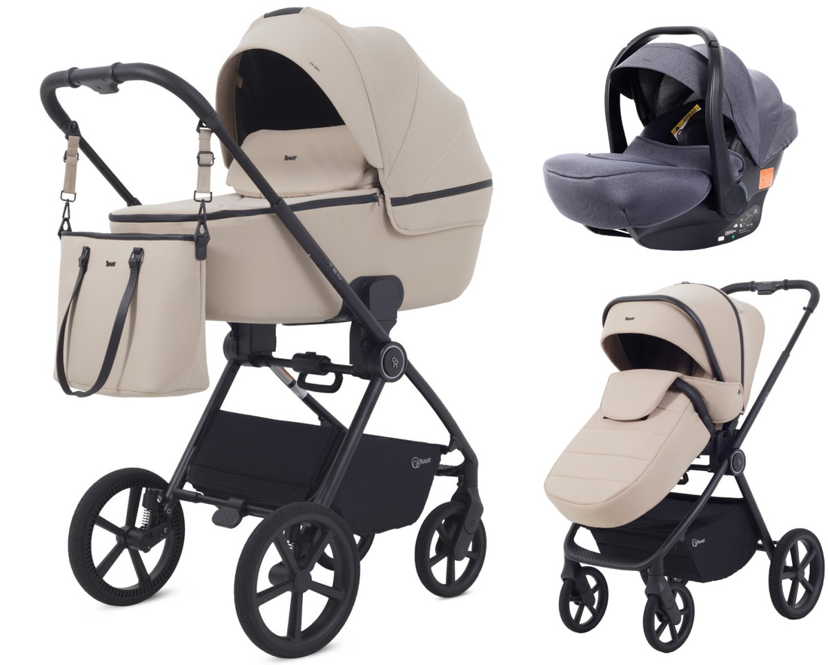 Детская коляска Rant Teo Soft 3 в 1 с автокреслом Carry Pro Graphite Beige