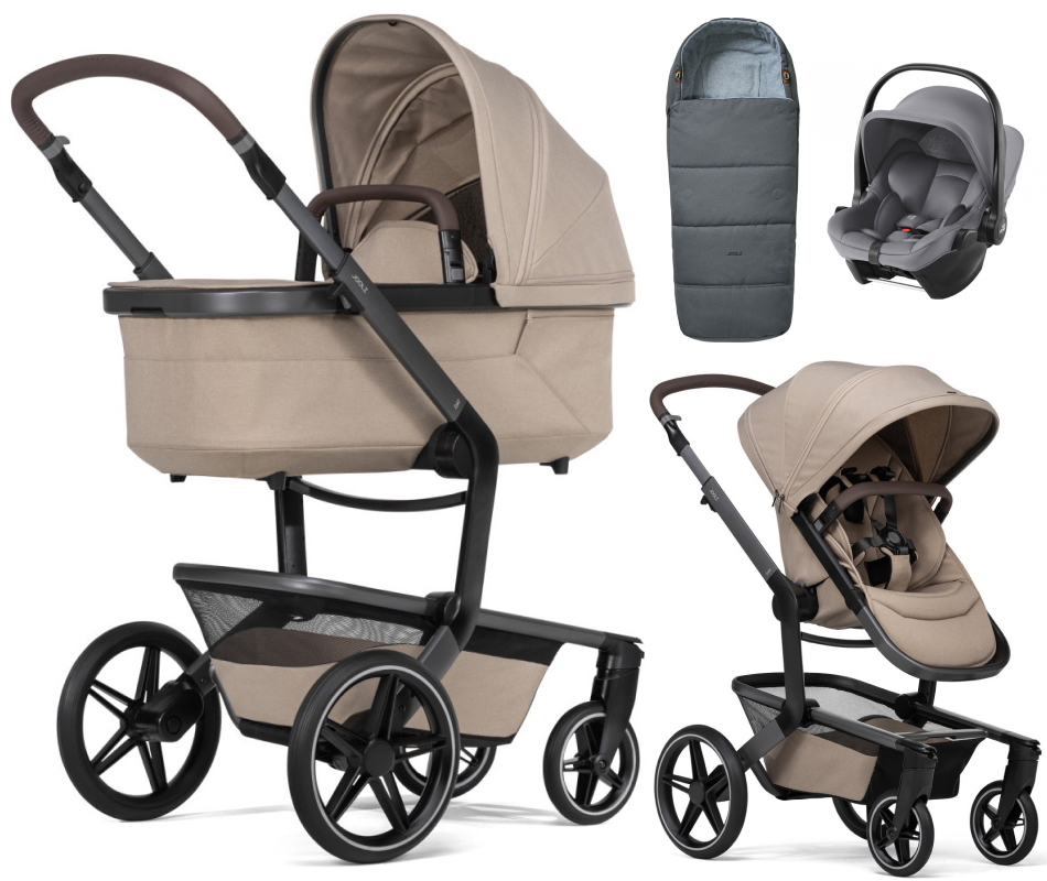 Детская коляска 3 в 1 Joolz Day 5 и автокресло Baby-Safe Core Frost Grey + конверт в подарок Sandy taupe