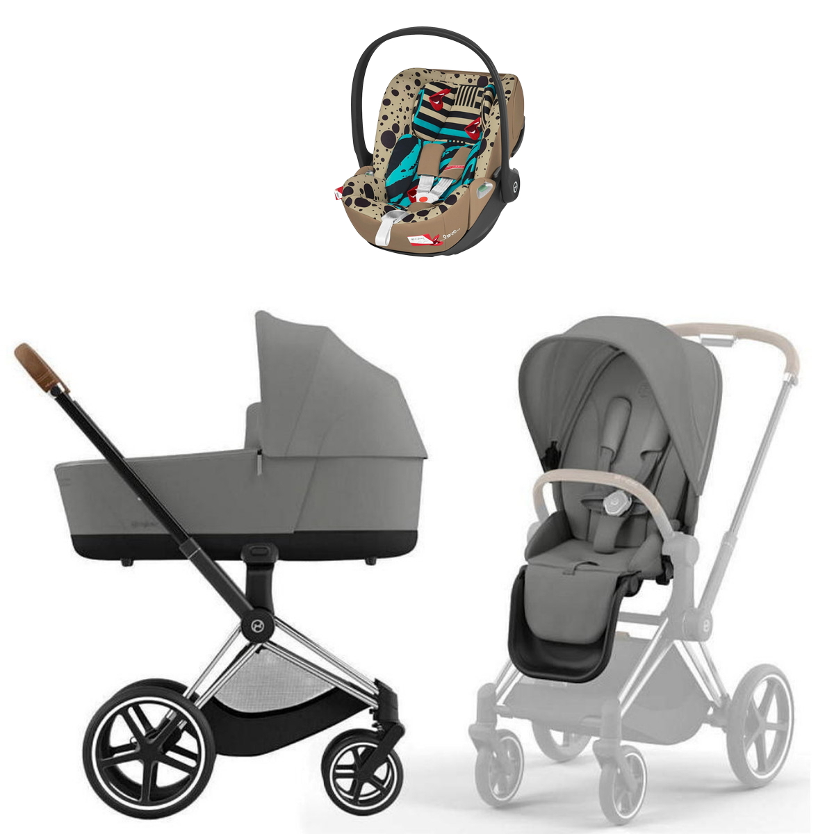 Коляска Cybex Priam IV Chrome Brown complete Cloud T One Love 3 в 1 Mirage Grey