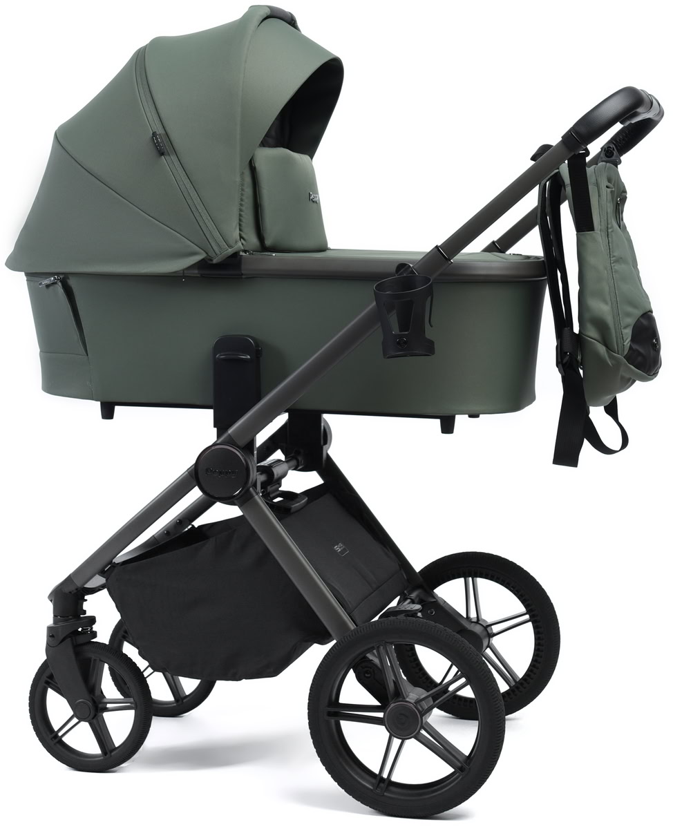 Детская коляска Peppy Monaco 2 в 1 Oliva Green (зеленый), рама серая
