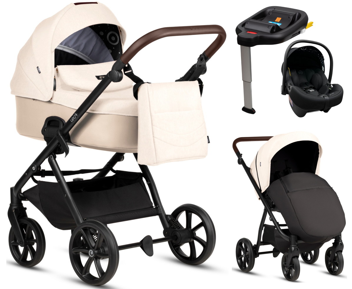 Детская коляска Tutis Leo 3 Plus 4 в 1 с автокреслом Elo Lux EduSky Black и базой 1582228 Caramel