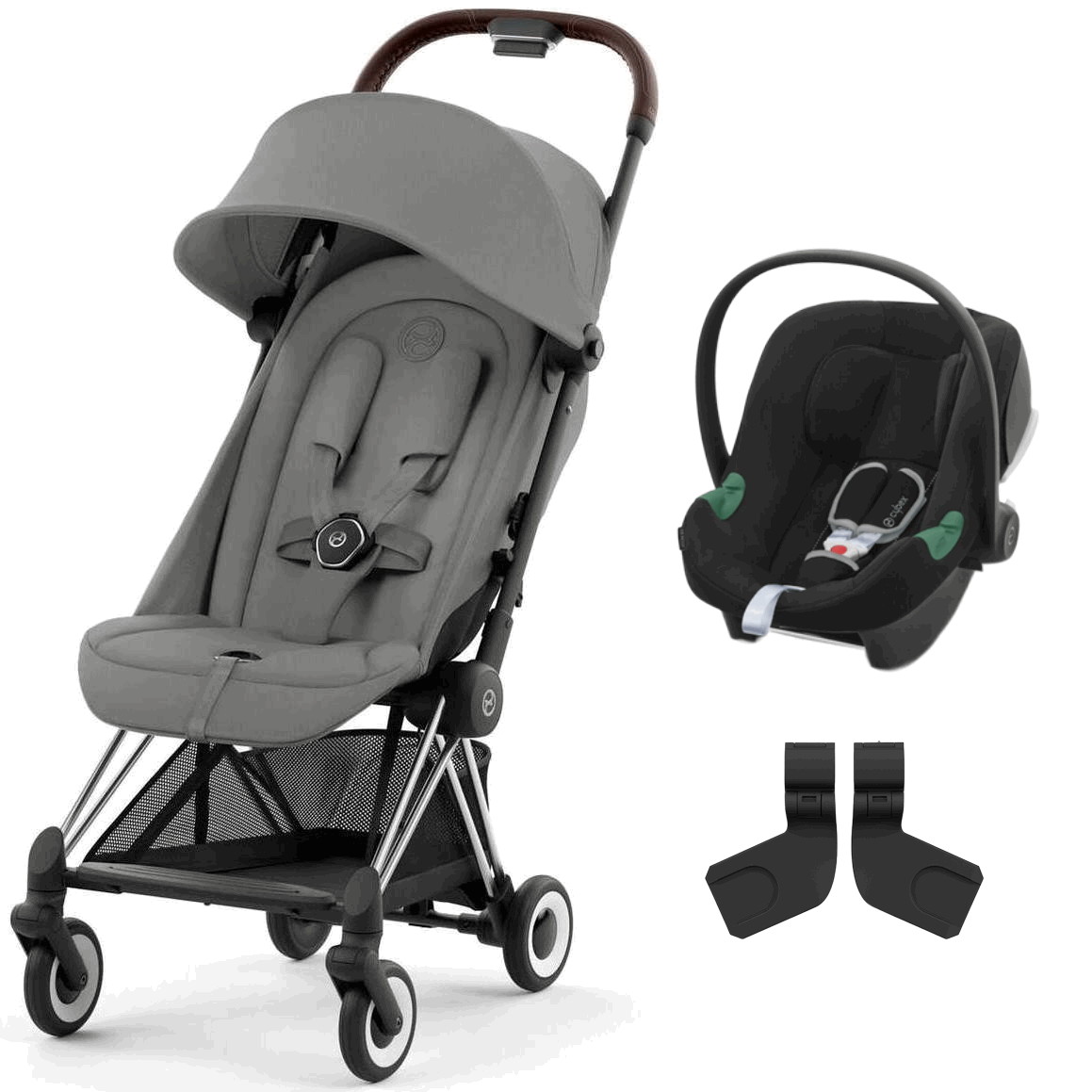 Коляска Cybex Coya Chrome Frame Aton B2 i-Size Volcano Black Mirage Grey с дождевиком