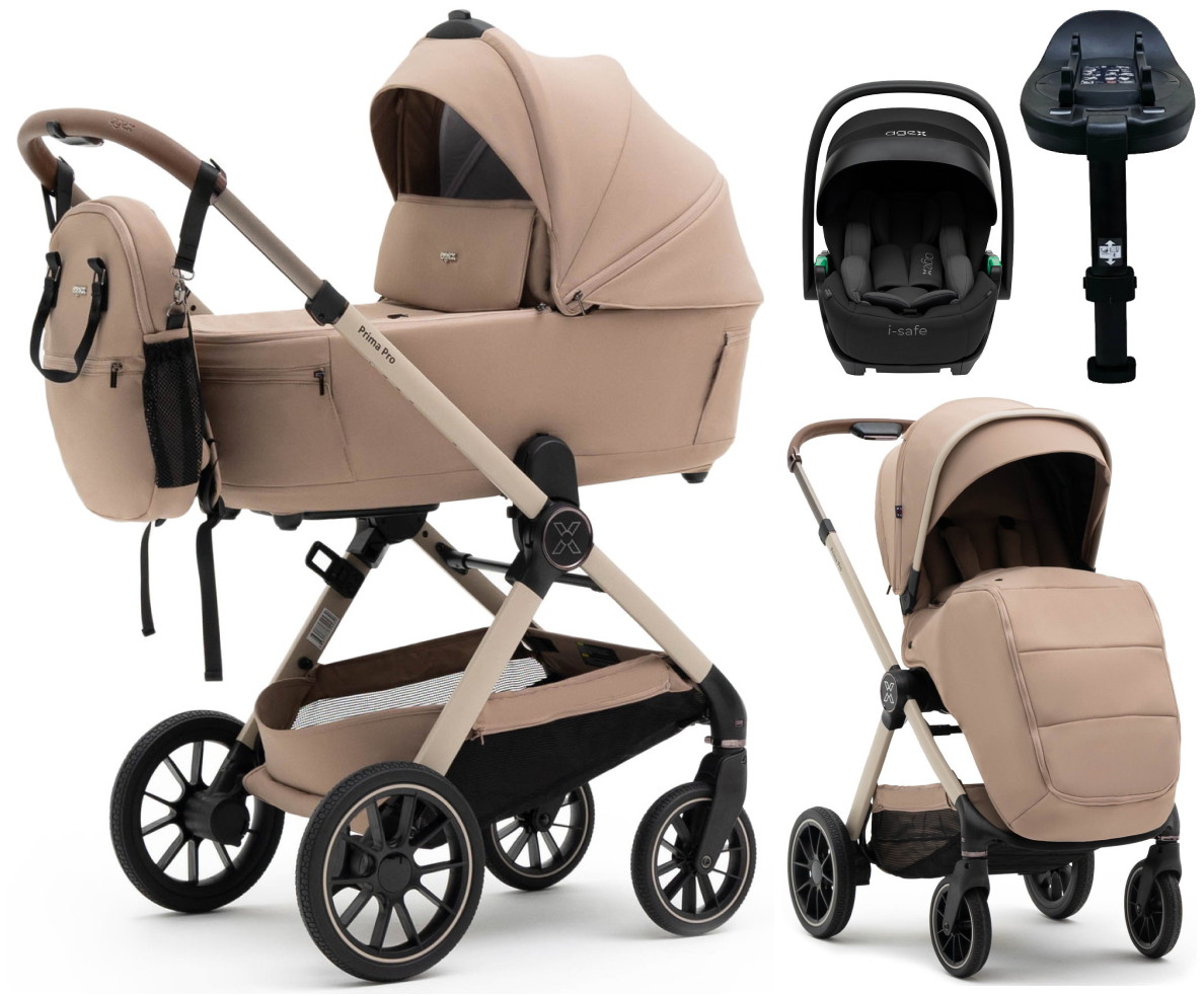 Коляска Agex Prima Pro 4 в 1 с автокреслом i-Safe S Black и базой APP232 Beige (Бежевый)