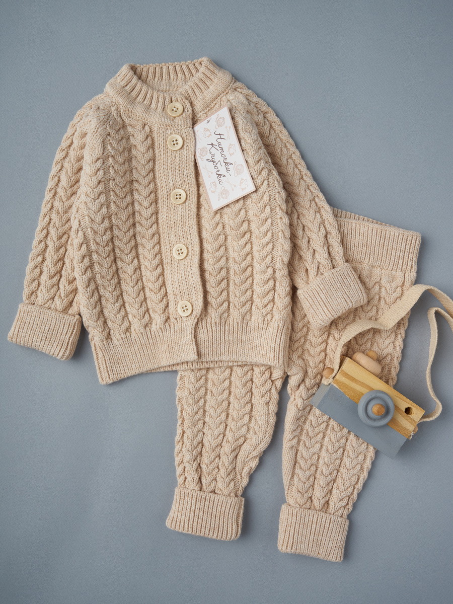 Кофточка и штаны Little Star Косы 80024 (ЧЗ-нк) слоновая кость 62