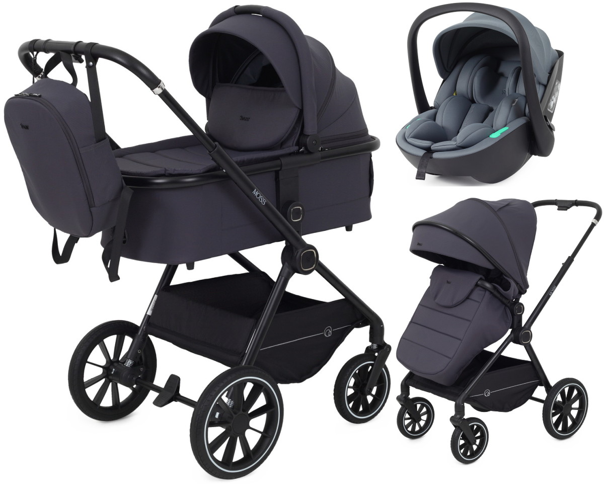 Детская коляска Rant Moss 3 в 1 с автокреслом Rant Miro Graphite Graphite