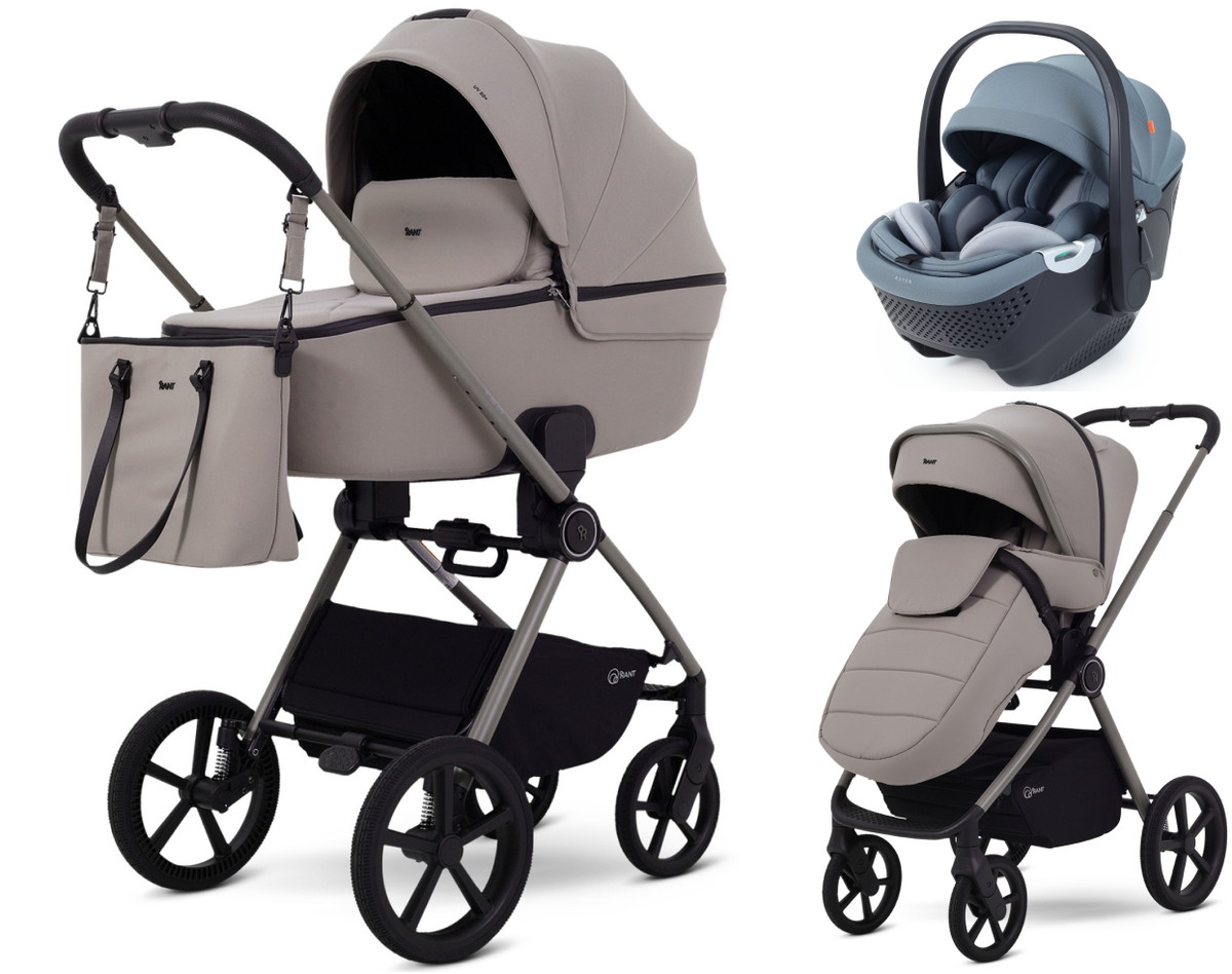 Детская коляска Rant Teo Soft 3 в 1 с автокреслом Aster Zero Graphite Cloud