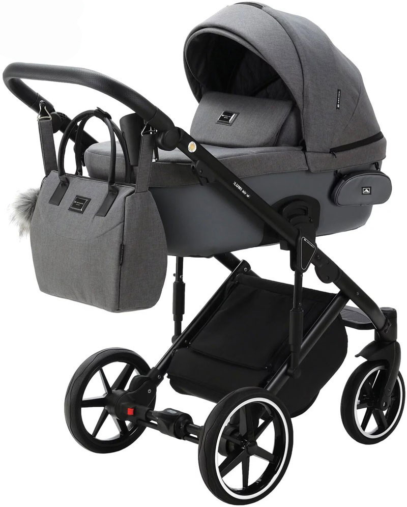 Детская коляска Adamex Lumi Air 3 в 1 L-PS108 LUX (Т.СЕРЫЙ+Т.СЕРАЯ КОЖА)