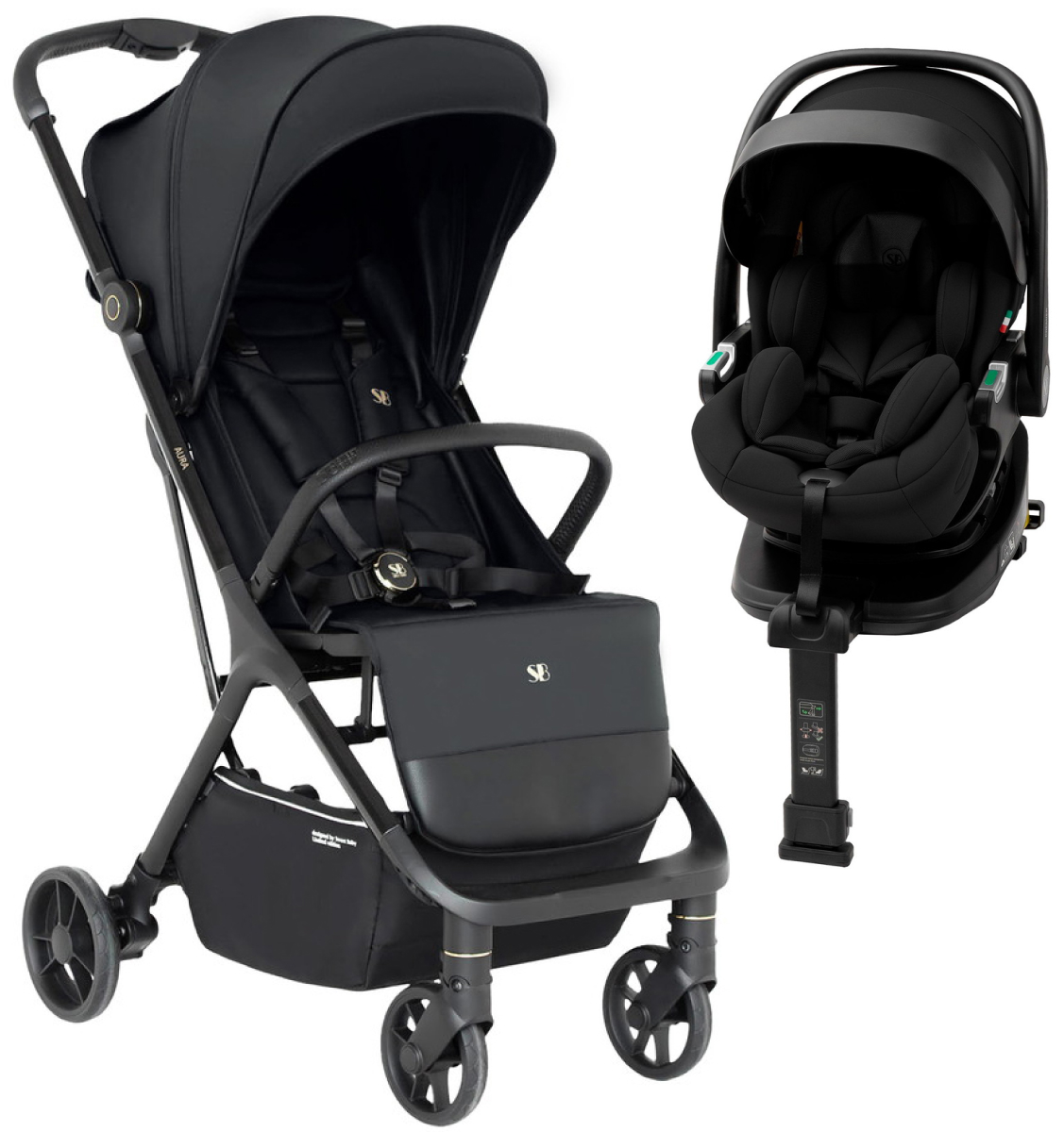 Прогулочная коляска Sweet Baby Aura + автокресло Premier Plus Black Grey