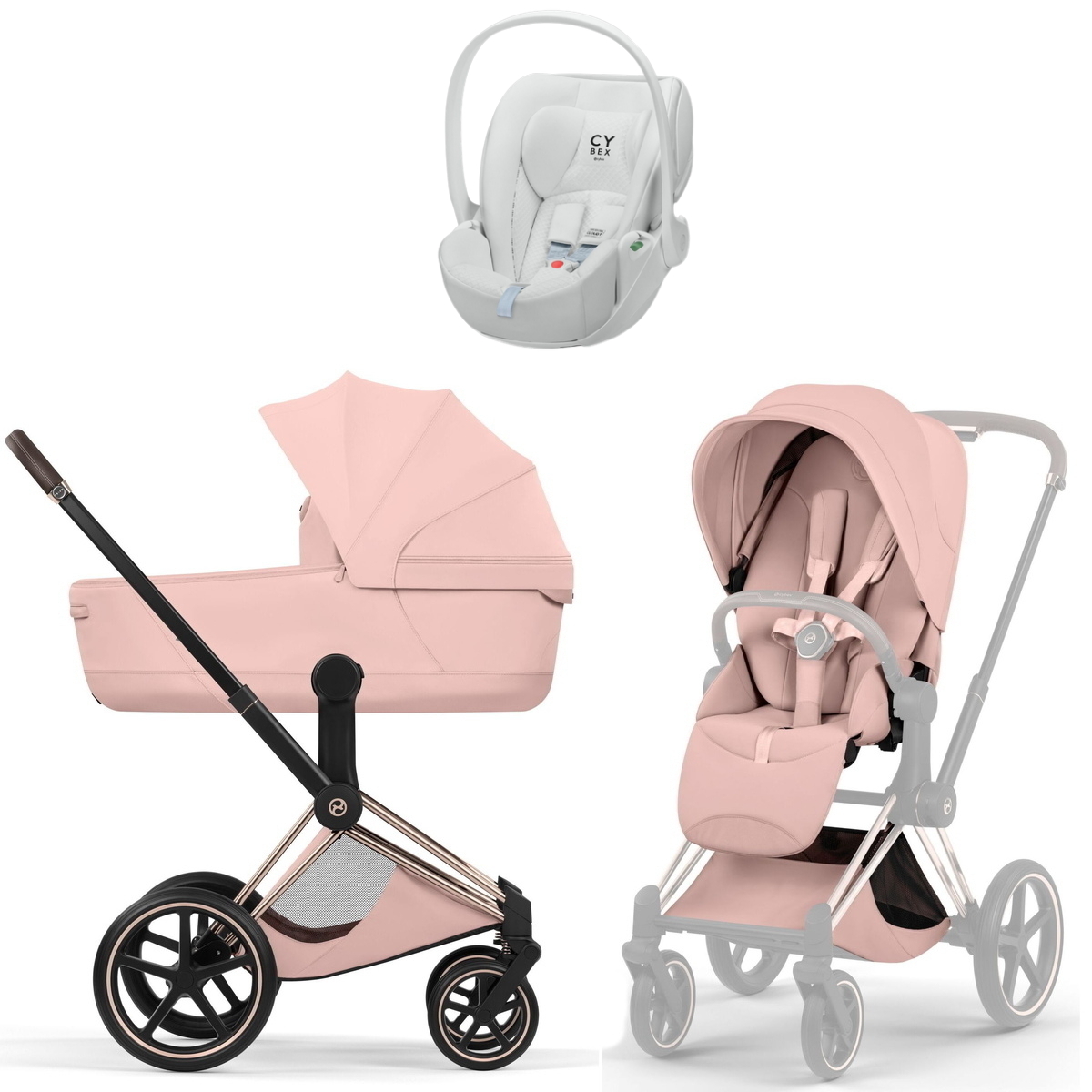 Коляска Cybex Priam V Rosegold Style Cloud T Urban Mobility White 3 в 1 Peach Pink