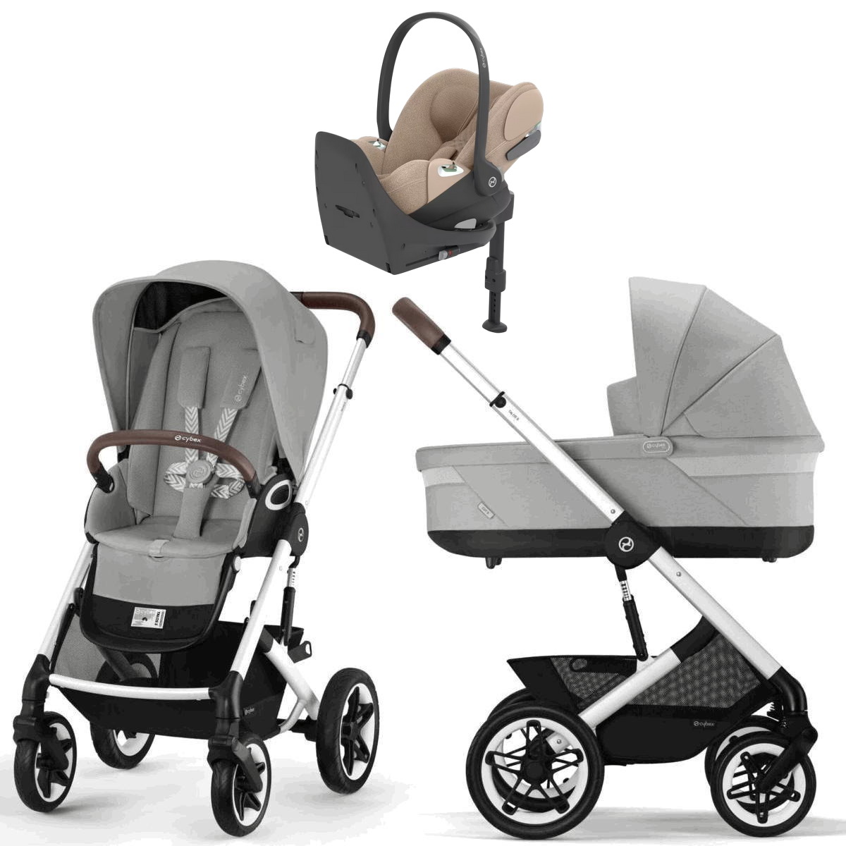 Коляска Cybex Talos S Lux SLV complete Cloud T Cozy Beige Plus Base T 4 в 1 Stone Grey с дождевиками