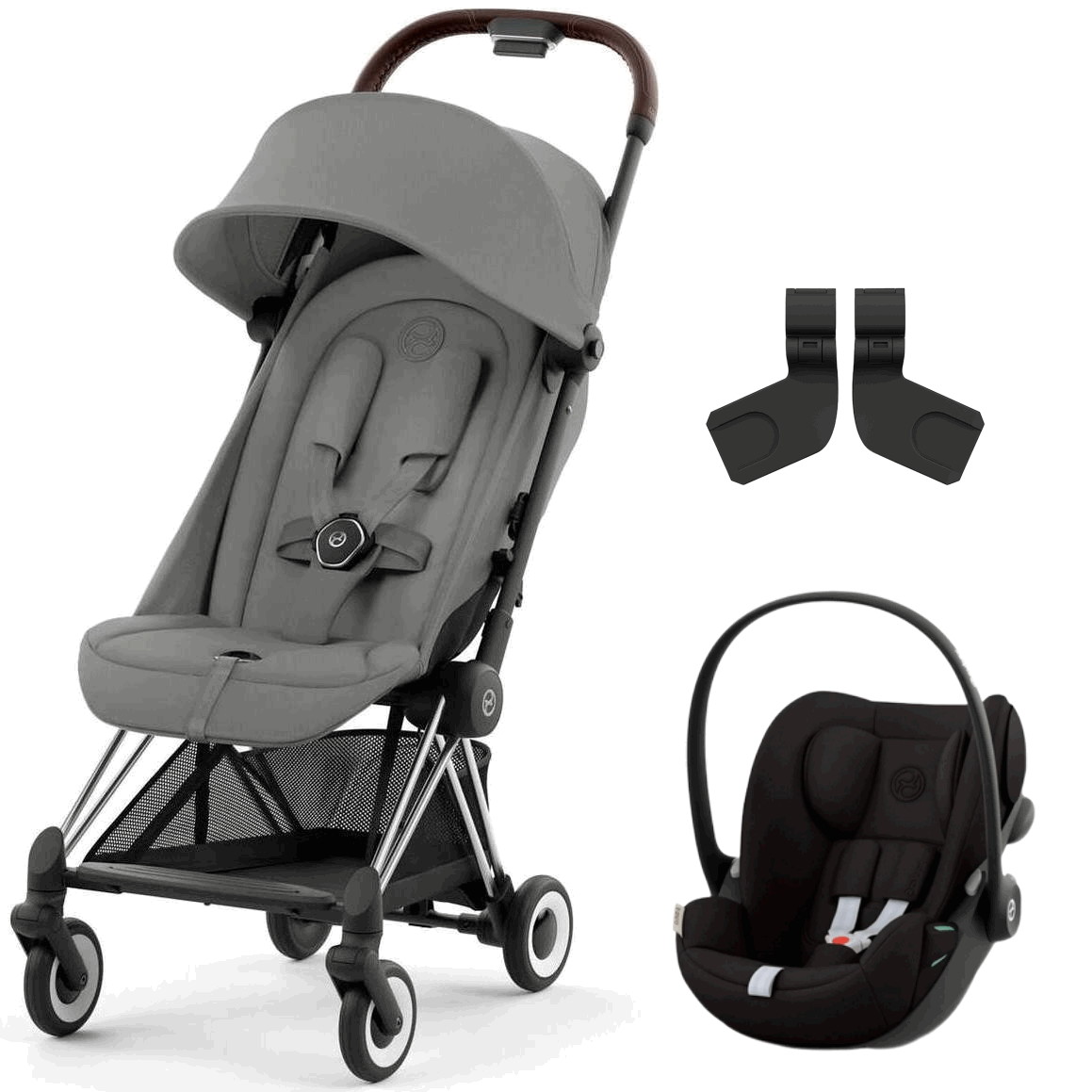 Коляска Cybex Coya Chrome Frame Cloud G i-Size Magic Black 2 в 1 Mirage Grey с дождевиком