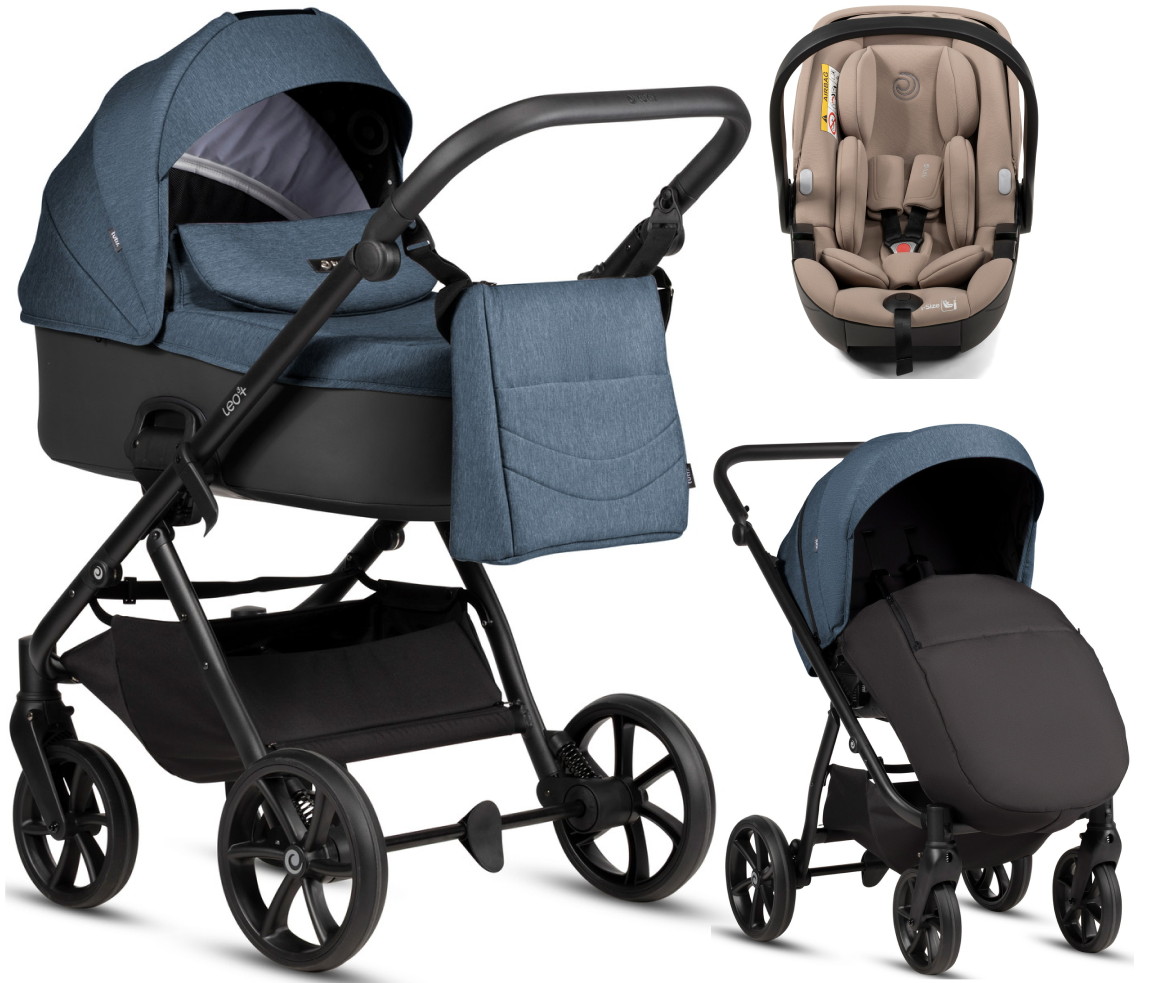 Детская коляска Tutis Leo 3 Plus 3 в 1 с автокреслом Beno Beige 1582288 Deep Blue
