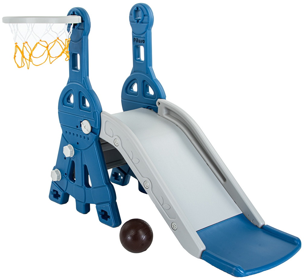 Горка Pituso Космо с баскетбольным кольцом L-MZ02 Синий/серый