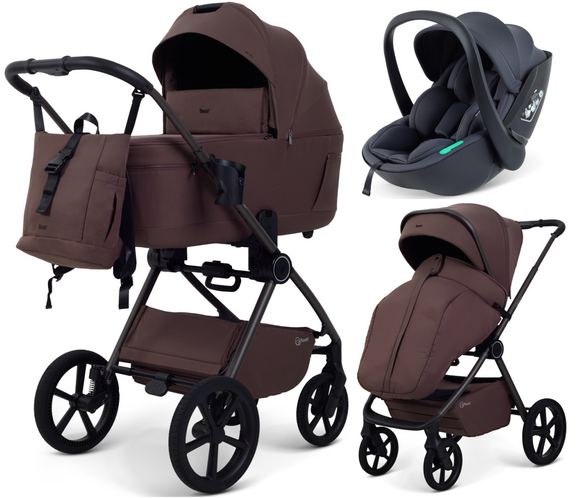 Детская коляска Rant Teo Comfort 3 в 1 с автокреслом Miro Dark Grey Marsala