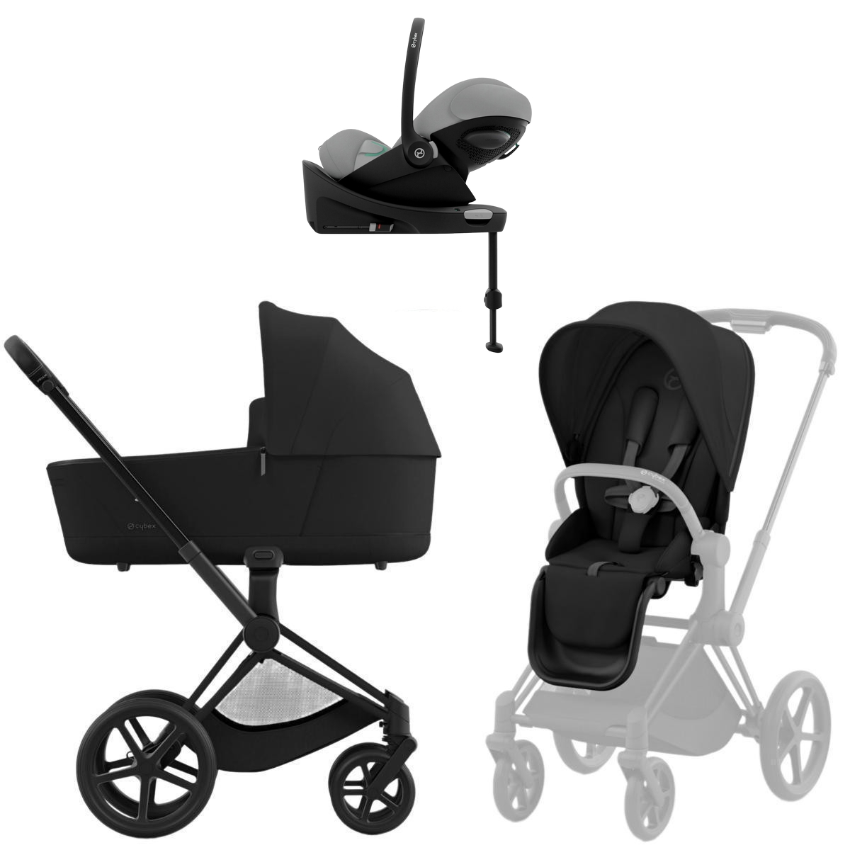 Коляска Cybex Priam IV Matt Black complete Cloud G3 Stone Grey Plus Base G3 4 в 1 Sepia Black