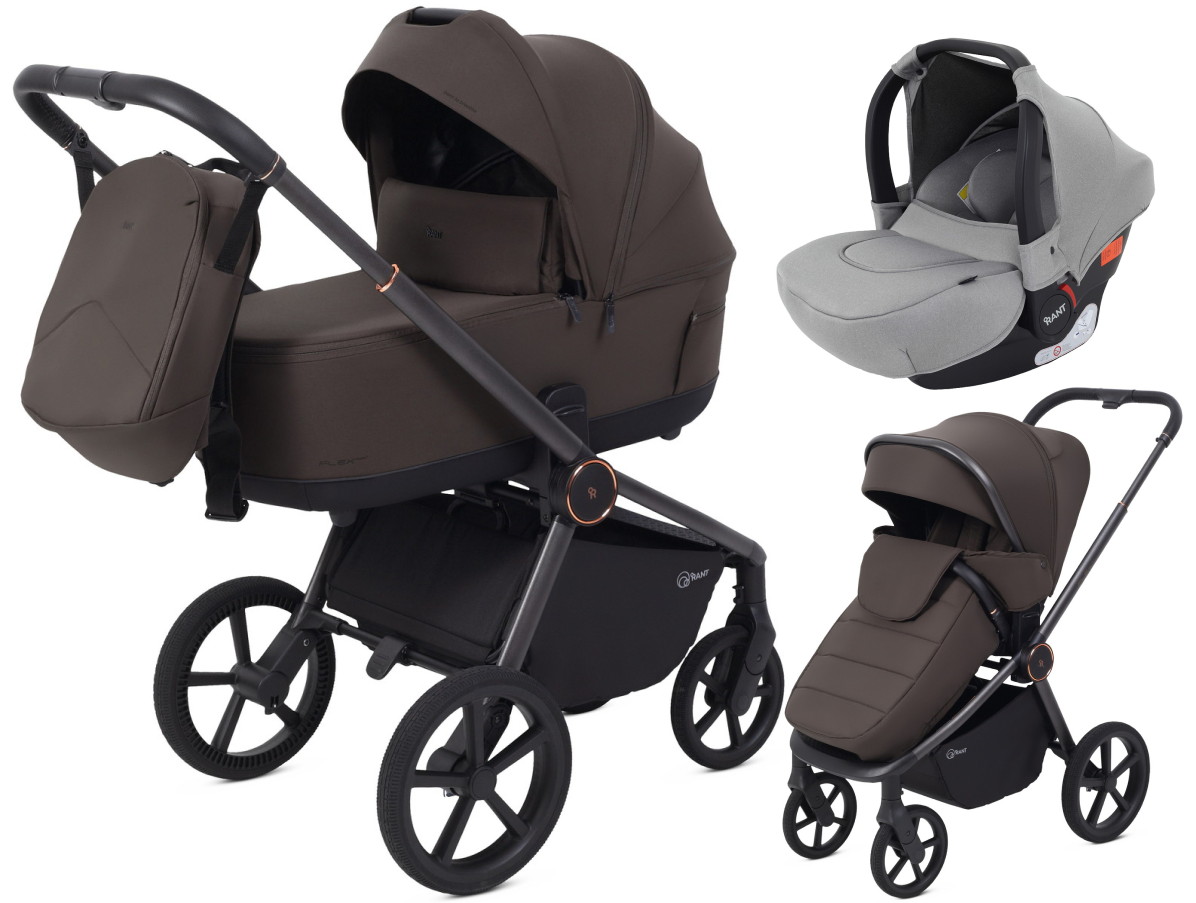 Детская коляска Rant Flex Therm Soft 3 в 1 с автокреслом Cruise Grey Shine Brown