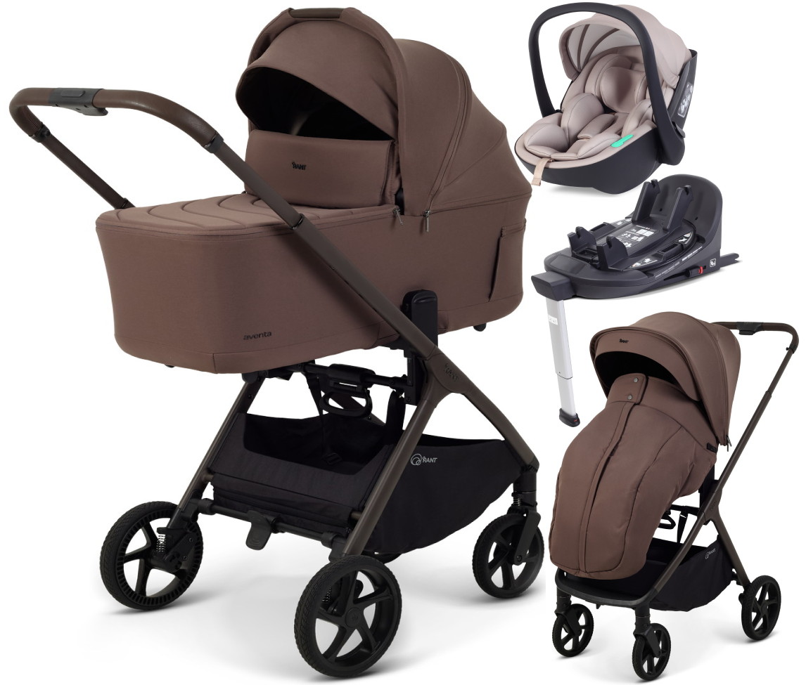 Детская коляска Rant Aventa 4 в 1 с автокреслом Miro Beige и базой Beige