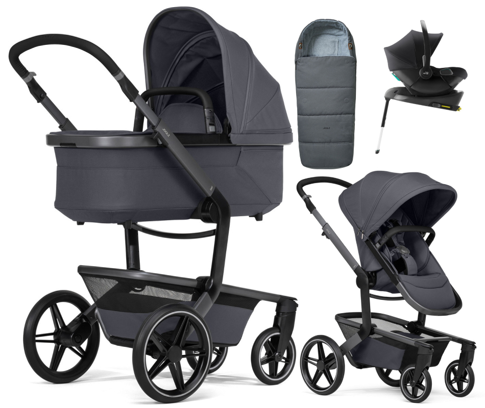 Детская коляска 4 в 1 Joolz Day 5 и автокресло Baby-Safe Core Space Black и база Baby-Safe Core без адаптеров + конверт в подарок Stone grey