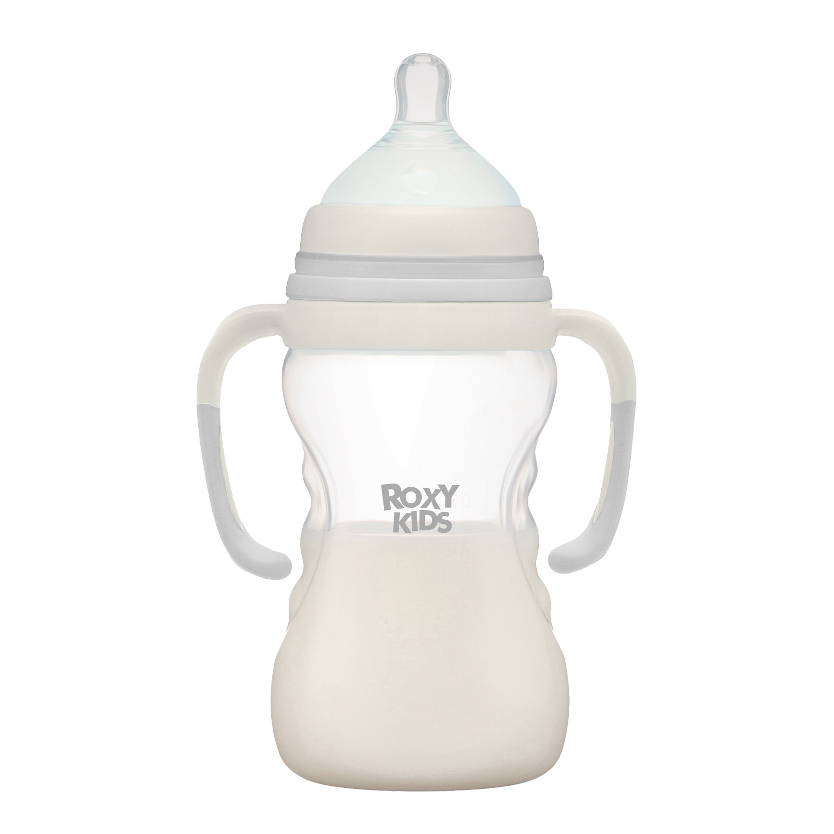 Бутылочка для кормления Roxy-Kids Color 260 мл, быстрый поток, 6 мес+ RBTL-003-BGR кокосово-серый